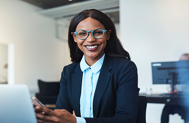 A professional woman in glasses