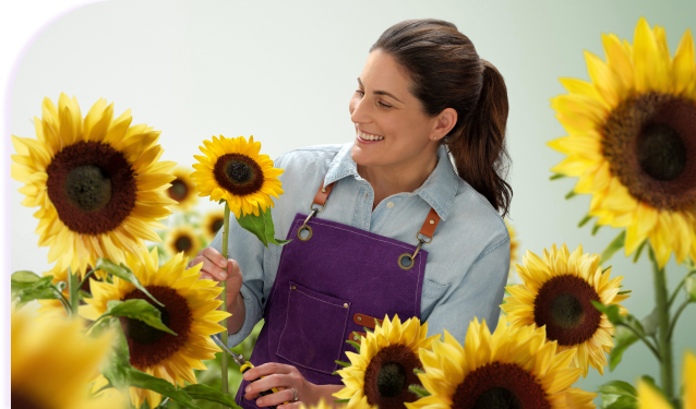 Woman with sunflowers