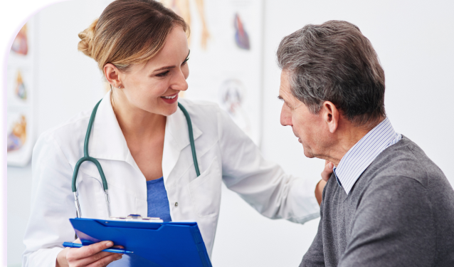 Patient and smiling doctor